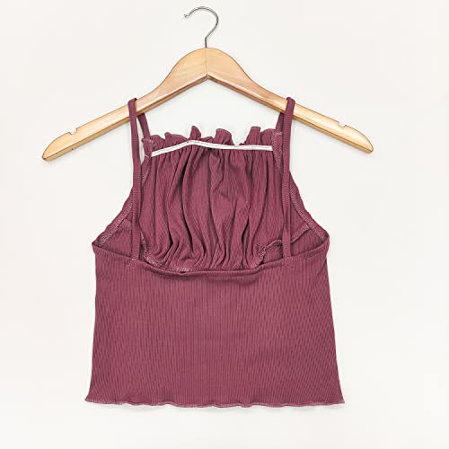 Image of Leriya Fashion Women's & Girls' Solid Square Neck Ribbed /Knitted Sleeveless Stretchable Slim Fit Crop Tank Top