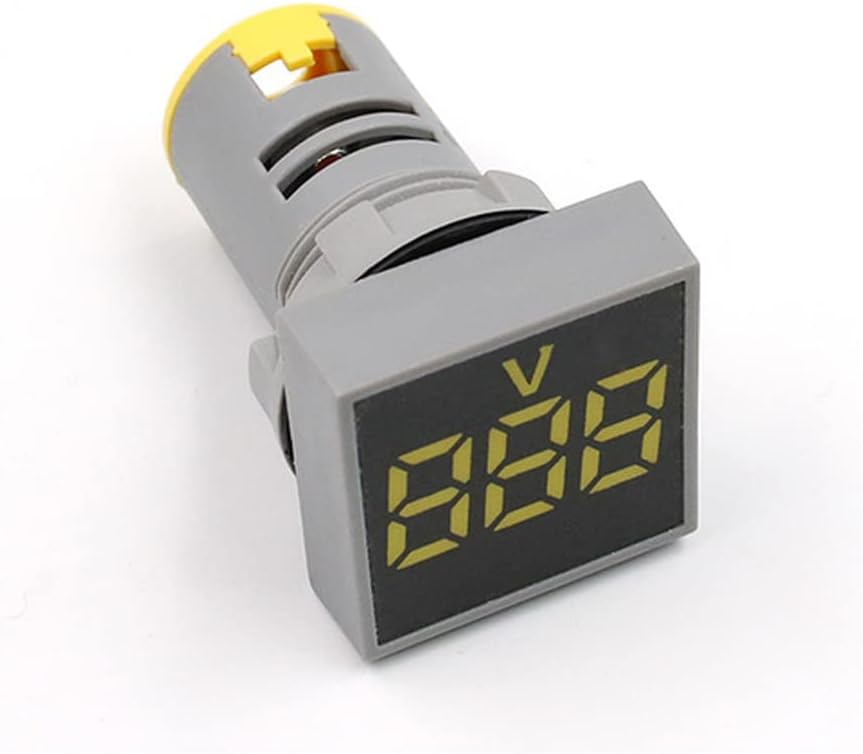 1pc Mini 22MM AC 20-500V Voltmeter Square Panel LED Digital Voltage Meter Indicator Light Tester Red Blue Yellow Green White-Yellow