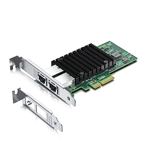 10Gb PCI-E NIC Network Card, Dual Copper RJ45 Port, with Intel X550-AT2 Controller, PCI Express Ethernet LAN Adapter Support Windows Server/Linux/ESX, Compare to Intel X550-T2