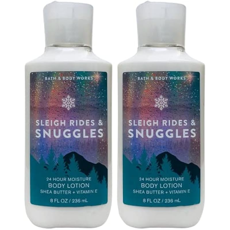 Bath and Body Works Super Smooth Body Lotion Sets Gift For Women 8 Oz -2 Pack (Sleigh Rides & Snuggles)