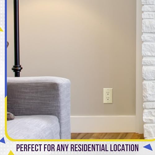 Image of ENERLITES Decorator Light Switch or Receptacle Outlet Wall Plate, Gloss Finish, Size 1-Gang 4.50 inch x 2.76 inch, Unbreakable Polycarbonate Thermoplastic, UL Listed, 8831-I, Ivory