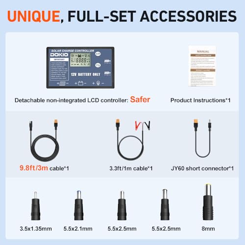 DOKIO 100W Portable Foldable Solar Panel Kit (19x26in, 5.3lb), with Separate Controller and Dual USB, Monocrystalline Charger for 12V Batteries & Power Stations, RV Camping Trailer Emergency Backup - Image 6