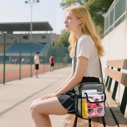 Image of SPODEARS Clear Crossbody Bag for Stadium, Concert, Festival & More - Adjustable Shoulder Strap & Bottle Holder