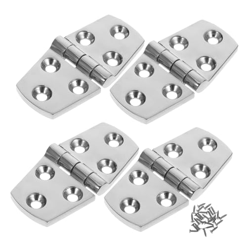 PRETYZOOM 4pcs Marine Grade Stainless Steel Hinge Boat Hatch Hardware Yacht Hinge Heavy Duty for Marine Boat Fence