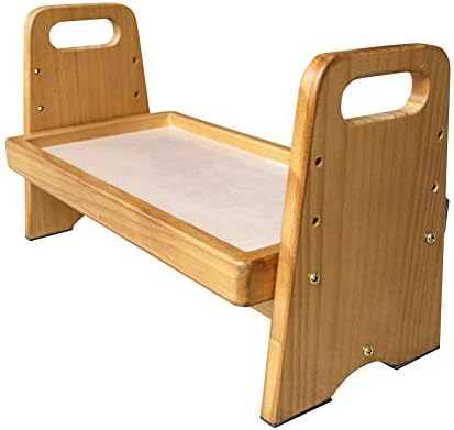 Ihoming Adjustable Pets Elevated Feeder Shelf for Small Dogs and Cats Double Bowl Wood Raised Stand