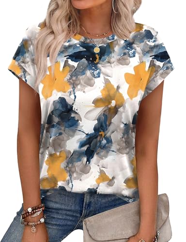 Alaroo Flowy Floral Print Blouses for Women Dressy Casual Tops for Women Spring Shirts Print 08 L