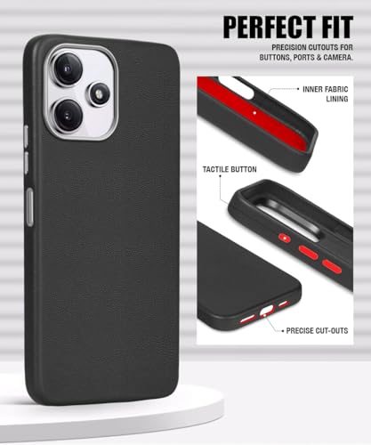 Image of WOW IMAGINE Leather Fabric Soft TPU Back Cover for Mi Redmi 12 5G | Redmi 12 4G | Poco M6 Pro 5G (Black)
