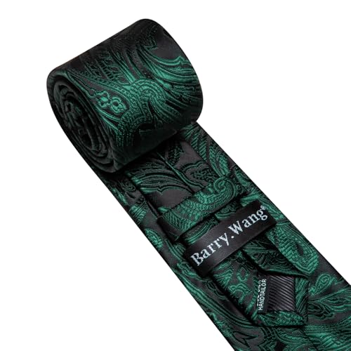 Image of Barry.Wang Men Tie Set Paisley Silk Necktie Pocket Square Cufflinks Formal Wedding Business Party
