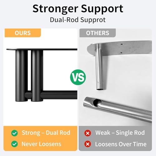 Image of Paper Towel Holder Under Cabinet, Upgraded Dual-Rod Adhesive Paper Towel Holder with Longer Base, Stainless Steel Wall Mounted Holder for Kitchen Towels, No Drill, Black