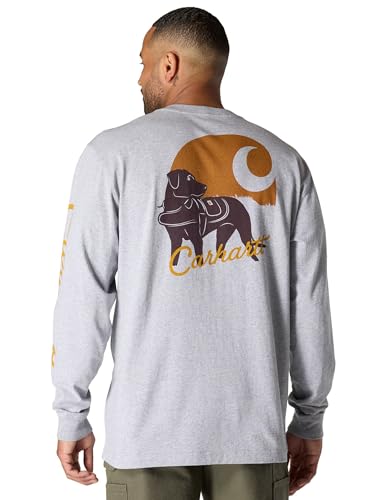 Carhartt Men's Loose Fit Heavyweight Long-Sleeve Pocket Dog Graphic T-Shirt