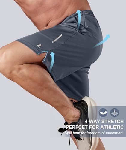 ZITY 7” Inseam Mens Athletic Running Shorts Mesh Quick Dry Gym Shorts Grey - image 4