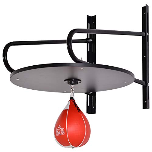 HOMCOM Set Boxe Pera Veloce con Piattaforma Installazione a Muro, Pompetta, Accessori Inclusi, 60 x...