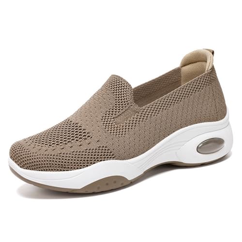Womens Orthopedic Sneakers Air Cushion Slip On Sneakers Mesh Comfortable Athletic Running Walking Shoes with Arch Support Lightweight Low Top Diabetes Shoes Casual All-Day Comfort Wide Width Loafers