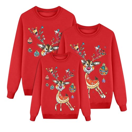 Gelb Rot Damen Herren Kinder Familie Weihnachtspullover Lustig...