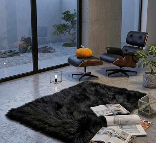 Image of Prokart Soft Faux Fur Fabric Cloth - 60 Inch Wide Pana | Fur Fabric Decorative Cloth for Crafting Soft Toys, Fancy Dress, Baby Photoshoot, Wedding Mandap & Party Decor (Black, 5 Mtr)
