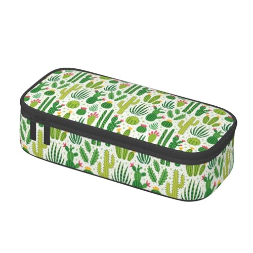 Image of Desert Plant Green Cactus Large Pencil Case, Pencil Pouch With Zipper Compartments Stationery Pencil Bag For Kids Teens Students School Supplies
