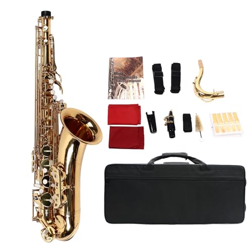Saxofone Tenor B, Kit de Saxofone Plano de Latão Profissional para Performance Com Acessórios Comple
