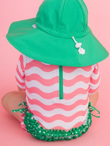 Image of RuffleButts Baby Girls UPF 50+ Sun Protection Floral Printed Long Sleeve One Piece Rash Guard Swimsuit with Zipper