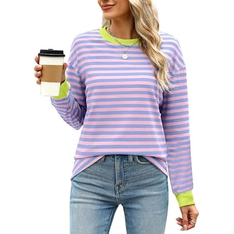 Gemulate Striped Tunic Sweater for Women Cover