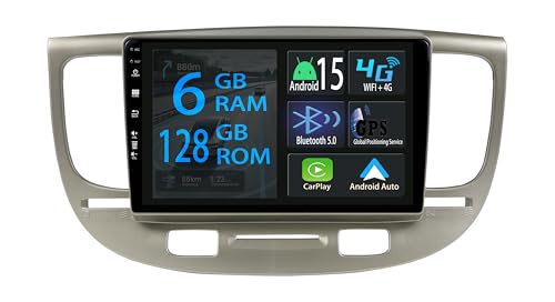 [6+128GB] Keconsing 9 Pulgadas Android 15 Autoradio para Kia Rio 2 2006-2011 Radio Carplay Stereo Estéreo Inalambrico Car Play GPS Auto Navi Bluetooth Navegación Reproductor Pantalla táctil FM SWC