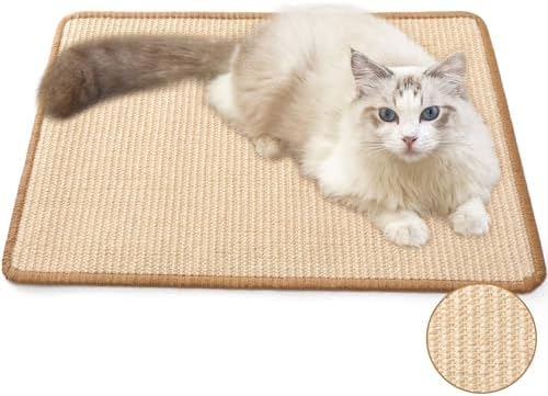 FUKUMARU Cat Scratcher Mat, 23.6 X 15.7 Inch Natural Sisal Cat Sc...