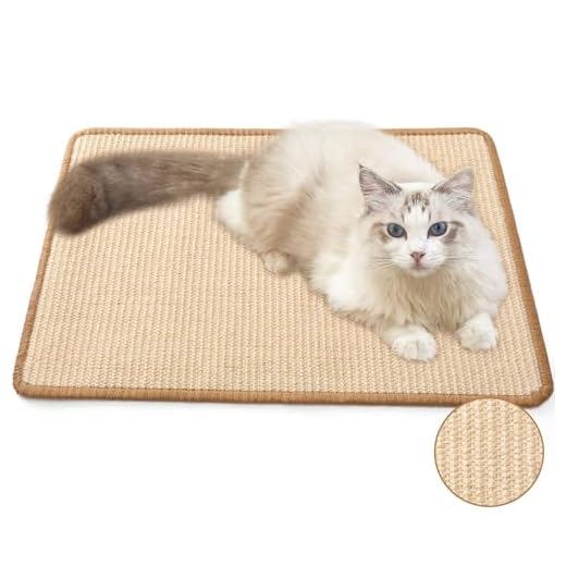 FUKUMARU Cat Scratcher Mat, 23.6 X 15.7 Inch Natural Sisal Cat Scratch Mat | Horizontal Cat Scratching Pad Mat Floor Rug with Sticky Tapes, Cat Wall Scratcher for Indoor Cats, Protect Couch and Carpet