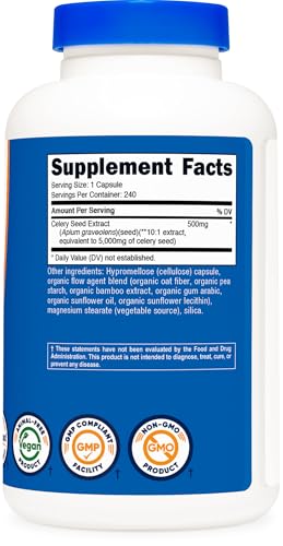 Nutricost Celery Seed Capsules 5,000mg Per Serving, 240 Capsules - GMO-Free, Gluten-Free - Thumbnail 5