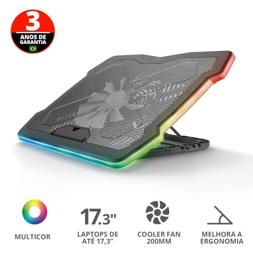 Refroidisseur Multicolore Silencieux pour PC Portable 17.3" - Geekodrome: Boutique d'accessoires geek Trust Gaming GXT 278 Éclairage