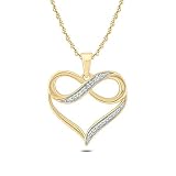 Cali Trove, 1/20cttw Diamond Infinity Heart Pendant Necklace for Women in 10k Yellow Gold, Women's G