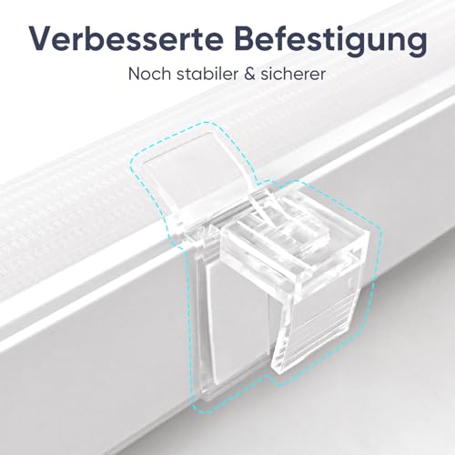 Sekey Doppelrollo Klemmfix ohne Bohren Doppelrollo Duo Rollo Schnurlos Rollo Faltrollo 75x150cm, Weiß – Ansicht 7