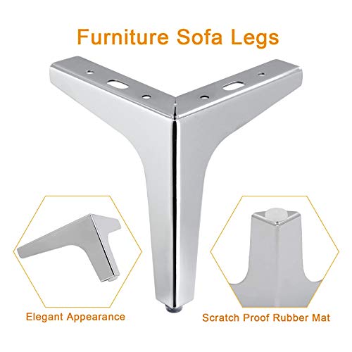 Kyuionty KYUIONTY20210220-5 6 Inch Metal Furniture Legs, Set Of 4 Furniture Legs Modern Metal Furniture Sofa Legs For Cabinet Couch Sofa Table Cupboard, Triangle Furniture Feet Diy Replacement thumb #5