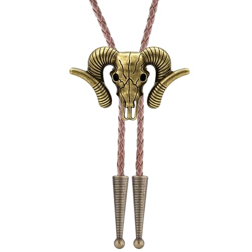 Image of Jeilwiy Bolo Tie for Men Western Cowboy Tie Necklace Gold Bolo Tie Leather Necktie Halloween Tie Accessories for Women