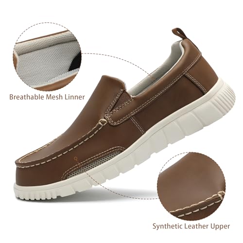 festooning Men's Loafers Arch Support Moccasin Faux Leather Slip On Loafer Comfy Lightweight Casual Vintage Flat Walking Shoes3