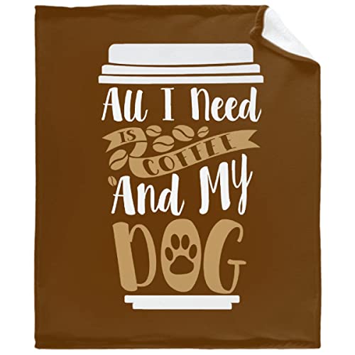 All I Need is Coffee and My Dog Blanket Gifts Super Soft Lightweight Flannel Blankets Throw for Kids, Adult, Suitable for Couch, Sofa, Bed, Camping, Travel All Seasons 90