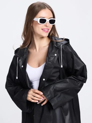 welsberg Raincoat Rain Poncho with Hood and Sleeves Reusable Waterproof Rainwear for Adults Unisex, one size
