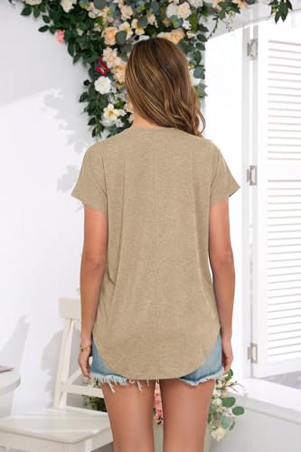 Image of Womens Summer Short Sleeve Tops High Low Loose Casual Basic T-Shirt
