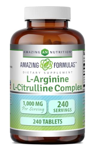 Amazing Formulas L-Arginine/L-Citrulline Complex 1000mg 240 Tablets Supplement| Non-GMO | Gluten Free | Made in USA