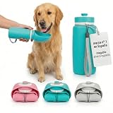 JARUKI® Bebedero Perro Plegable Silicona 550 ml | Botella Agua Perro Higiénica Fácil de Limpiar Antigoteo | Botella Paseo Resistente Caidas | Accesorios para Perros Viaje y Paseos (Turquesa)