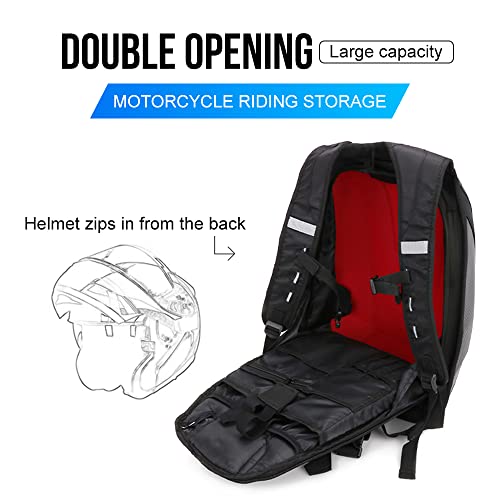 Ustpo Motorcycle Backpack Waterproof Bag Hard Shell Backpack Carbon Fiber Motorbike Helmet Large Bag For Men Travelling Camping Cycling Storage #TOP2