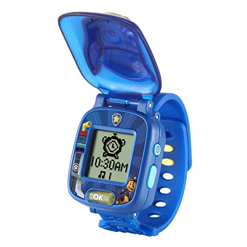 VTech - Pat' Patrouille, La Montre-Jeu Interactive de Chase, Montre Enfant à Clapet avec Écran Animé, Bracelet Souple, 12 Cadrans, 4 Jeux, Cadeau Enfant de 3 Ans à 7 Ans - Contenu en Français