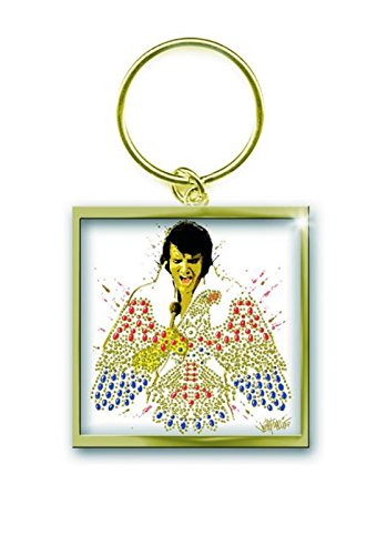 Elvis Presley Keyring Keychain American Eagle Official Gold Size One Size