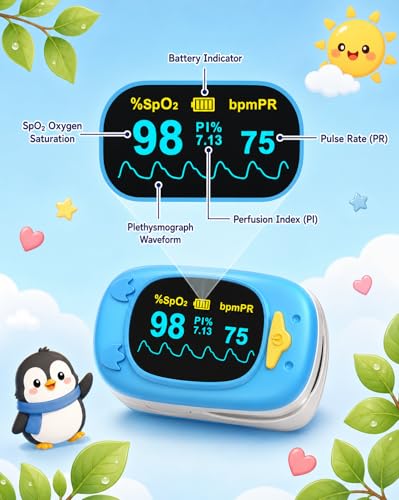 Healthtree JKS50A fingertip Pulse Oximeter with Small Finger Clip, SpO2 Blood Oxygen Monitor with OLED Display, Heart Rate Monitor, Portable O2 Saturation Tracker for Family Daily Health Monitoring - Image 3