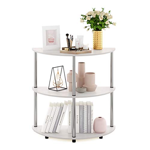 Image of Furinno Frans Turn-N Half Round Console Table with Stainless Steel Tubes, White Oak, 15.6D x 31.1W x 30.8H in
