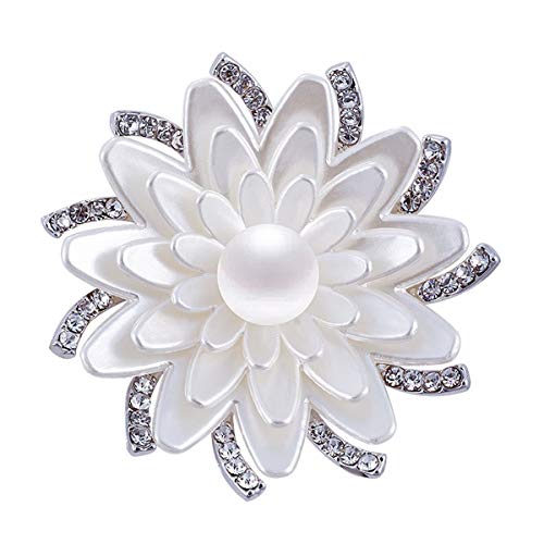 Merdia ロータスブローチ レディース ピン 女の子 仙女 蓮 ギフトプレゼント 宴会 合金 ホワイト