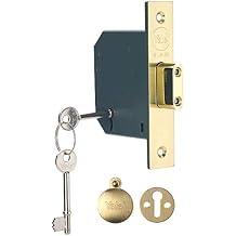 Yale P-M552-PB-65 5 Lever Mortice Deadlock, Boxed, Suitable for External Doors, Brass Finish, 2.5 Inch/64 mm