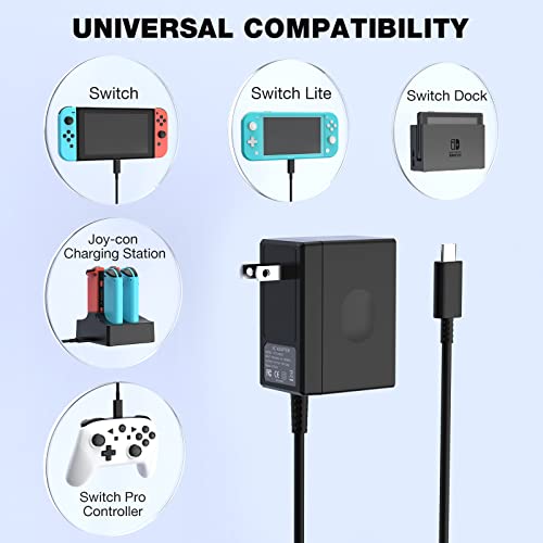 image for Y-Team Switch Charger for Switch, AC Adapter Charger for Switch Power 