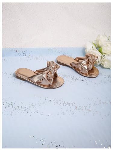 Image of GORGLITTER Girl's Slip on Sandals Bow Sandals Round Open Toe Beach Sandals