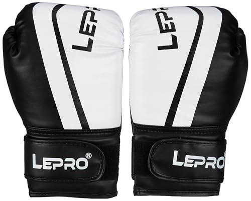 Image of LEPRO Boxing Gloves, PU Leather Boxing Gloves for Men & Women for Training and Match Boxing Gloves for Karate Muay Thai Kick Taekwondo Training (12oz, Black)
