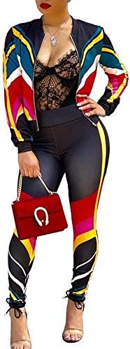 MS Mouse Womens Long Sleeve Zip Up Jackets Long Skinny Pants Set 2 Piece Outfits