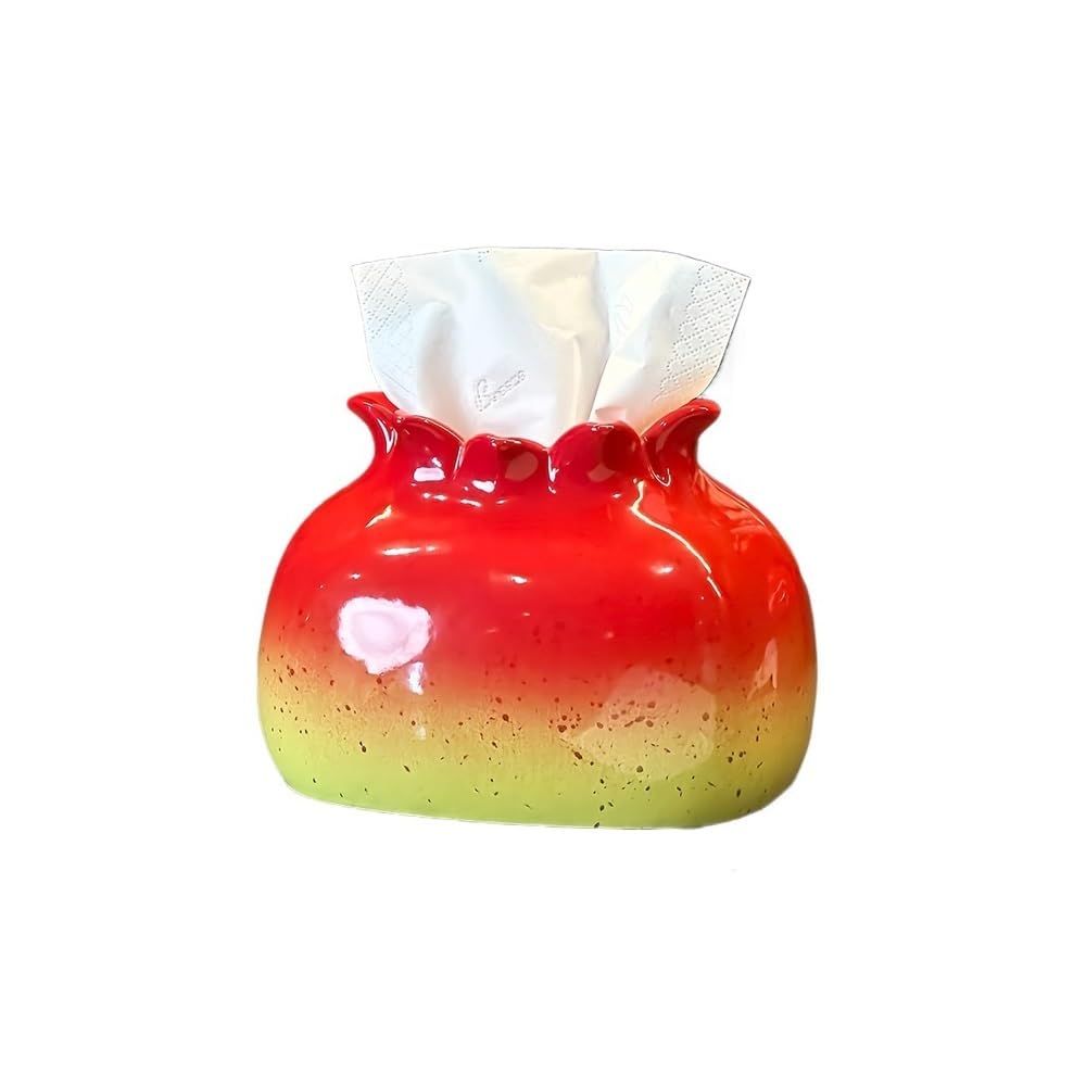 Tissue Case Tissue Box Chinese Ceramics Holder Pomegranate Cover for Living Room Bathroom Dresser Decor Tissue Dispenser